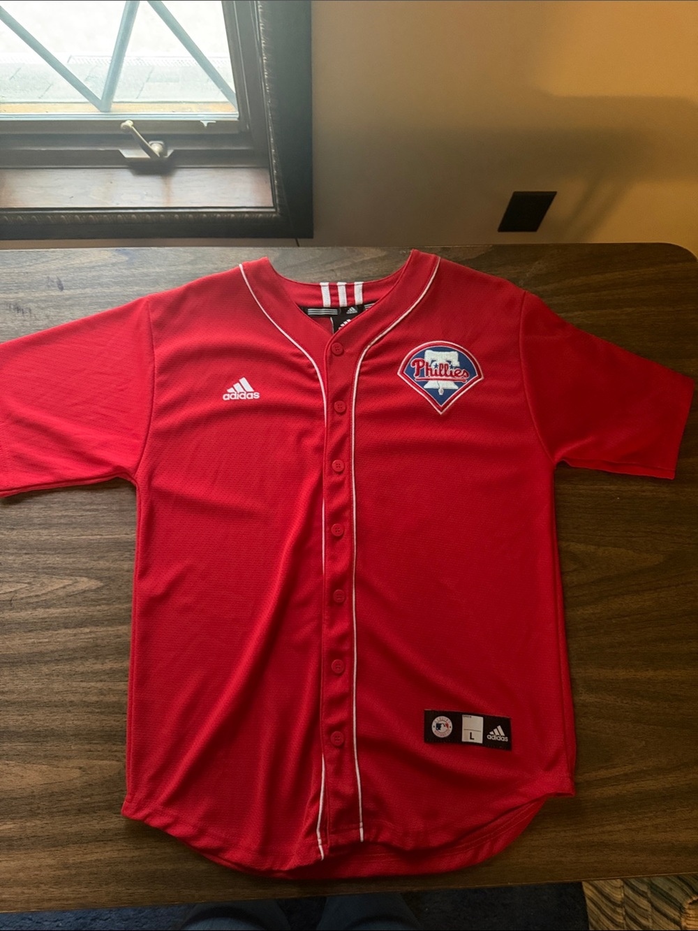 adidas Red Philadelphia Phillies Button-Front Jersey